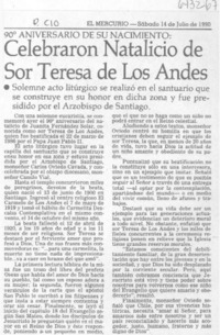 Celebraron natalicio de Sor Teresa de los Andes.