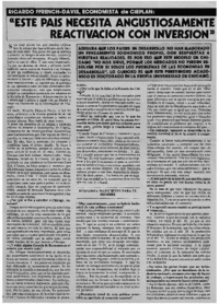 "Este país necesita angustiosamente conciliar reactivación con inversión" : [entrevista]