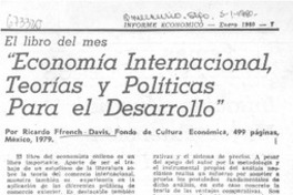 Economía internacional, teorías y políticas para el desarrollo