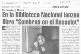 En la Biblioteca Nacional lanzan libro "Sombras en El Rosselot"