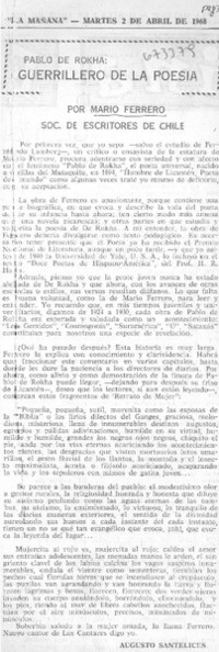 Pablo de Rokha: guerrillero de la poesía