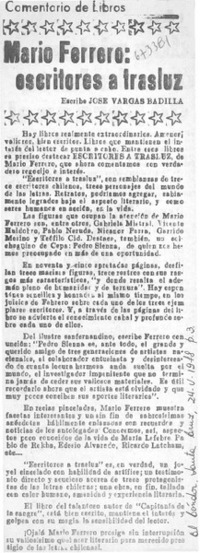 Mario Ferrero: escritores a trasluz