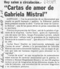 "Cartas de amor de Gabriela Mistral".