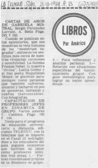 Cartas de amor de Gabriela Mistral.