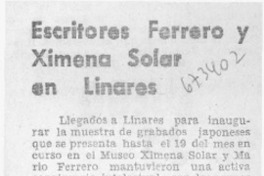 Escritores Ferrero y Ximena Solar en Linares.