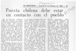 Poesía chilena debe estar en contacto con el pueblo.