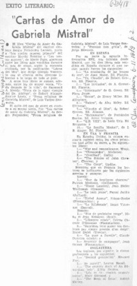 "Cartas de amor de Gabriela Mistral".