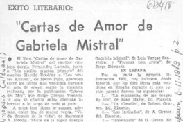 "Cartas de amor de Gabriela Mistral".