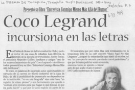 Coco Legrand incursiona en las letras.