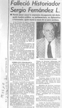 Falleció historiador Sergio Fernández L.