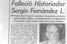 Falleció historiador Sergio Fernández L.