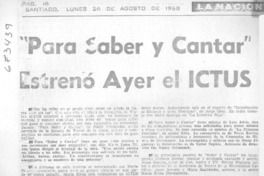 Para saber y cantar" estrenó ayer el ICTUS.