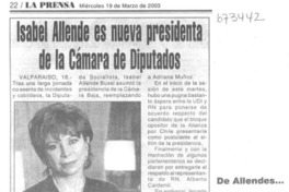 Isabel Allende es nueva presidenta de la Cámara de Diputados.