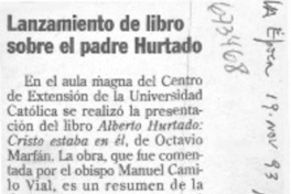 Lanzamiento de libro sobre el padre Hurtado.
