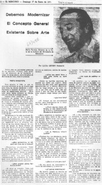 Debemos modernizar el concepto general existente sobre arte : [entrevista]