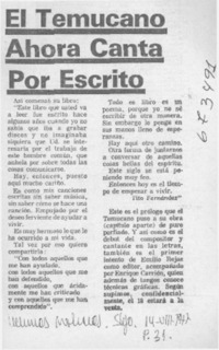 El Temucano ahora canta por escrito.