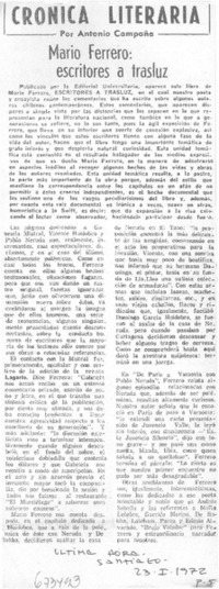 Mario Ferrero, escritores a trasluz