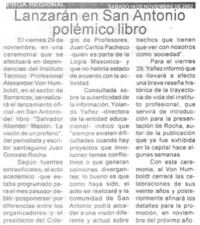 Lanzarán en San Antonio polémico libro.