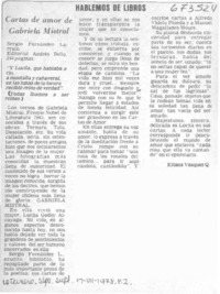 Cartas de amor de Gabriela Mistral