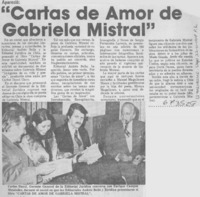 Cartas de amor de Gabriela Mistral".