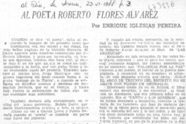 Al poeta Roberto Flores Alvarez