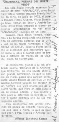 Añañucas, poemas del norte verde"