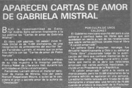 Aparecen Cartas de amor de Gabriela Mistral.