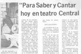 Para saber y cantar" hoy en teatro central.