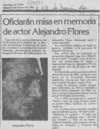 Oficiarán misa en memoria de actor Alejandro Flores.