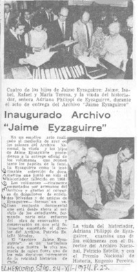Inaugurado archivo "Jaime Eyzaguirre"