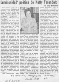 Luminosidad poética de Ketty Farandato