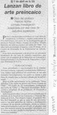 Lanzan libro de arte preincaico.