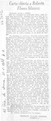 Carta abierta a Roberto Flores Alvarez