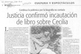 Justicia confirmó incautación de libro sobre Cecilia.