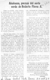 Añañucas, poemas del norte verde de Roberto Flores A.