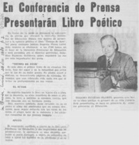 En conferencia de prensa presentarán libro poético.