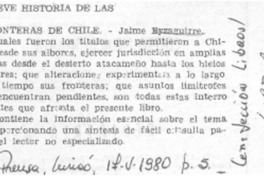 Breve historia de las fronteras de Chile.