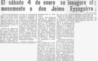 El sábado 4 de enero se inaugura el monumento a don Jaime Eyzaguirre.