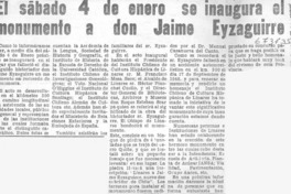 El sábado 4 de enero se inaugura el monumento a don Jaime Eyzaguirre.