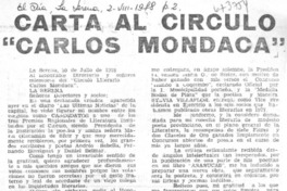 Carta al círculo "Carlos Mondaca"