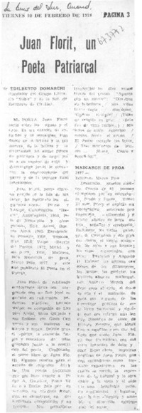 Juan Florit, un poeta patriarcal