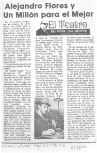 Alejandro Flores y un millón para el mejor