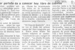 Escritor porteño da a conocer hoy libro de cuentos.