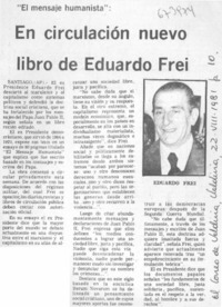 En circulación nuevo libro de Eduardo Frei.