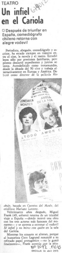 Un infiel en el Cariola