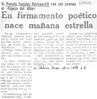 En firmamento poético nace mañana estrella.