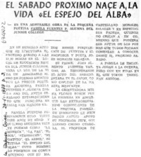 El Sábado próximo nace a la vida "El espejo del Alba".