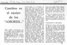 Cambios en el equipo de los "Amores...".