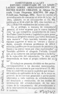 Comentarios a la ley estudio comentado de la legislación sobre arrendamiento de bienes raíces.