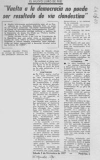 Vuelta a la democracia no puede ser de vía clandestina".